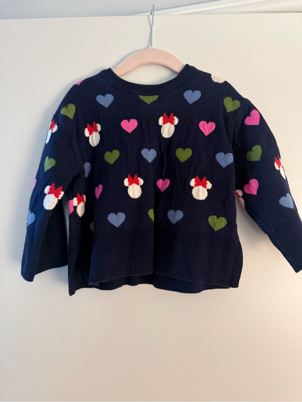 GAP Navy Knit Sweater with Heart and Bow Motifs